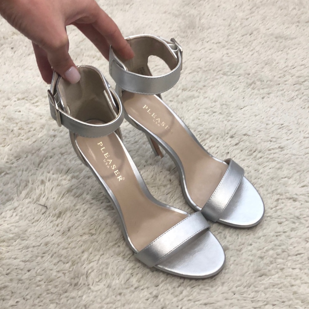 Pleaser silver high heels